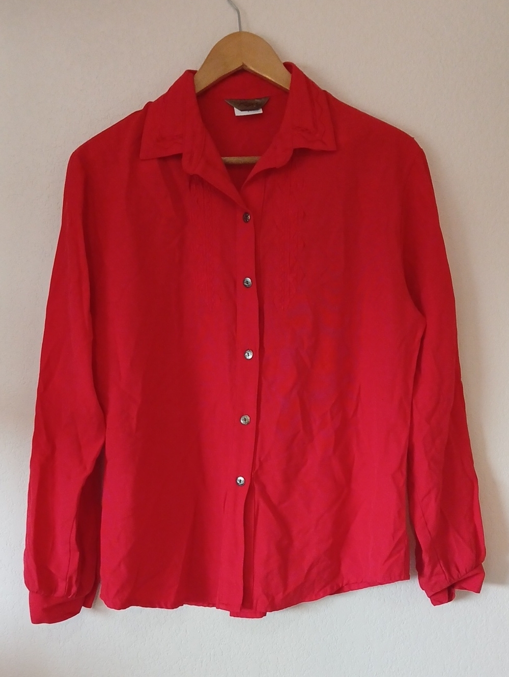 Vintage Roper Red Button Up Western Shirt With Embroidery